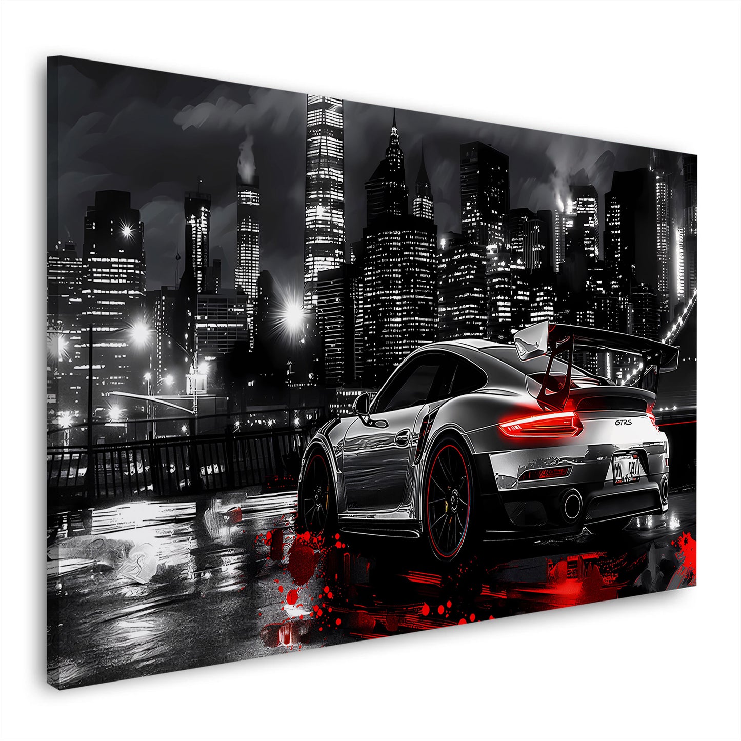 Auto sportivo città skyline notte velocità quadro