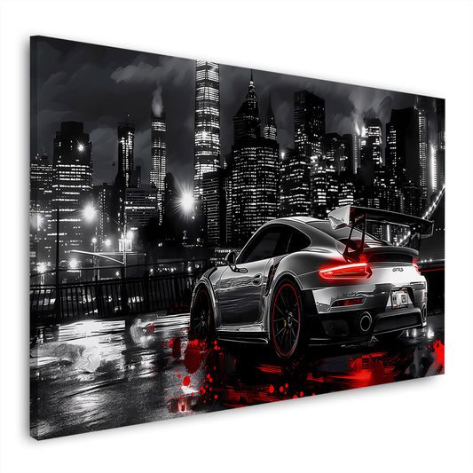 Auto sportivo città skyline notte velocità quadro