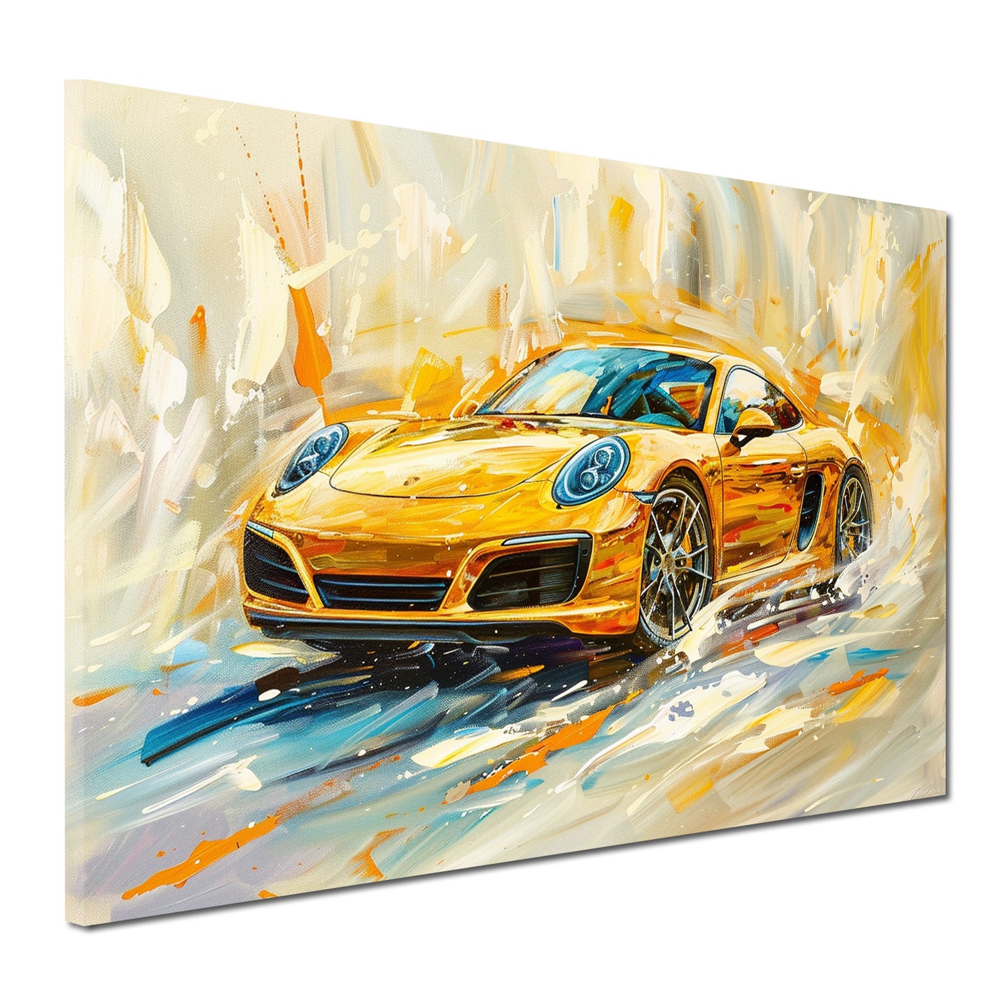 Auto sportivo giallo dipinto moderno energia velocità quadro