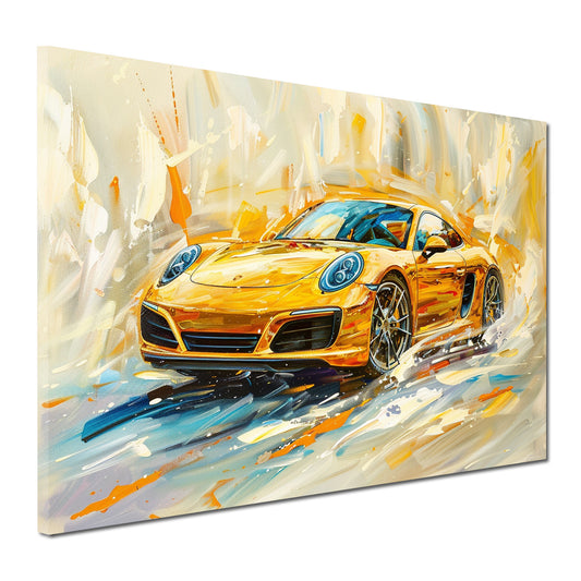 Auto sportivo giallo dipinto moderno energia velocità quadro