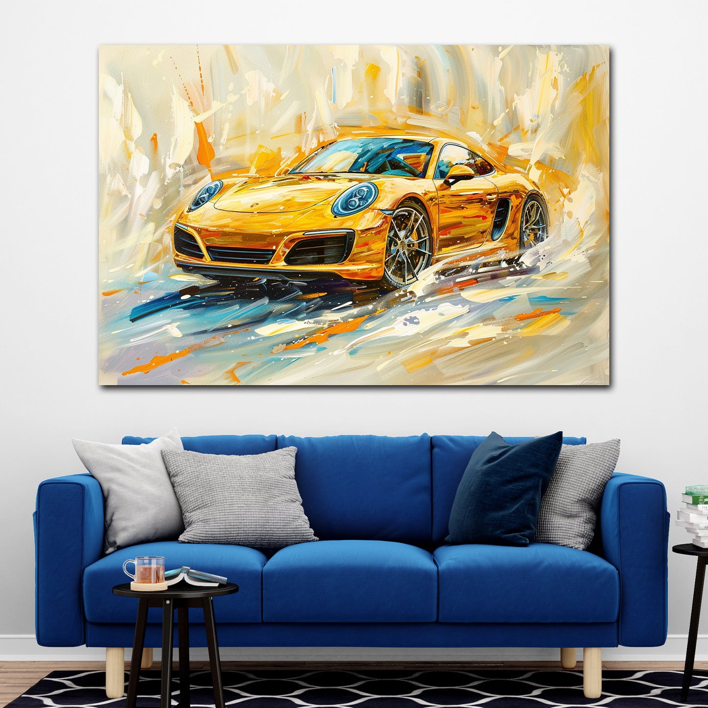 Auto sportivo giallo dipinto moderno energia velocità quadro