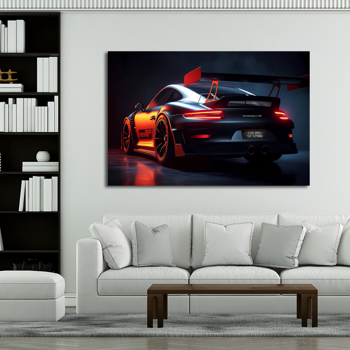 Auto sportivo nero rosso potenza velocità notturna quadro
