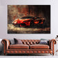Auto sportivo rosso lusso arte urbana sfondo scuro quadro