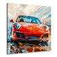 Auto sportivo rosso pittura moderna riflesso quadro