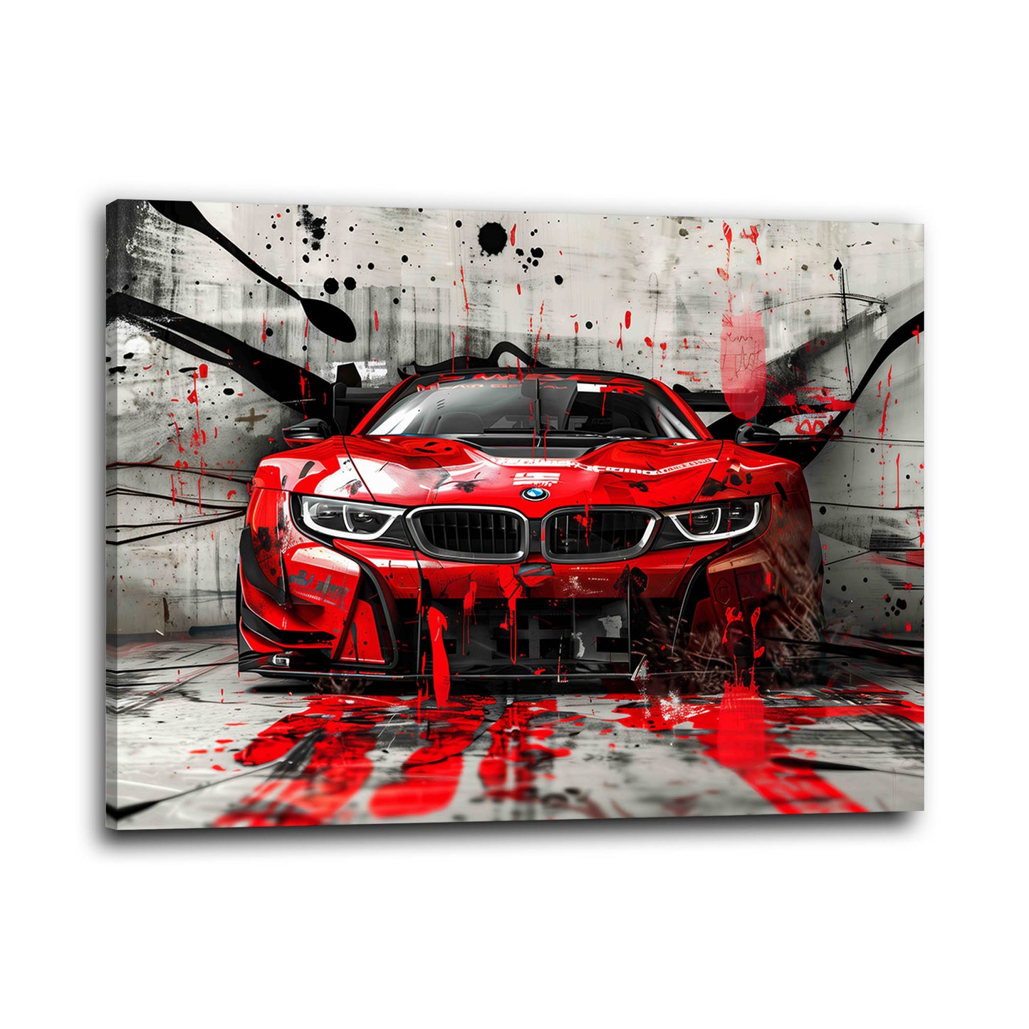 Auto sportivo rosso street art graffiti urbano quadro