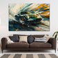 Auto sportivo verde pittura astratta movimento energia quadro