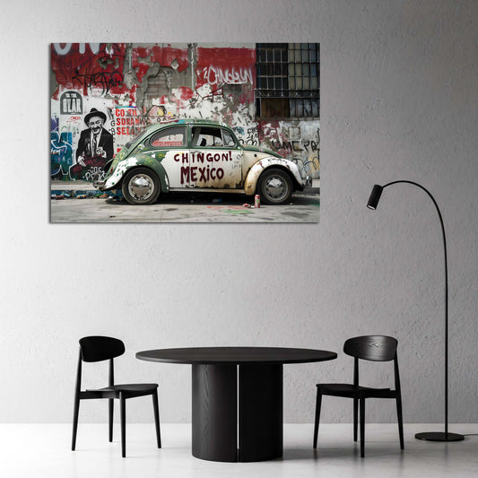 Auto street art vintage messicano con graffiti colorati quadro