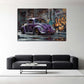 Auto vintage maggiolino viola con graffiti street art quadro
