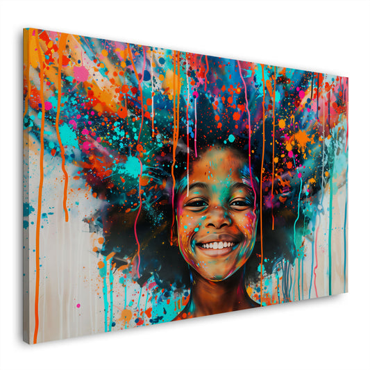 Bambino allegro astratto colorato dai toni caldi quadro
