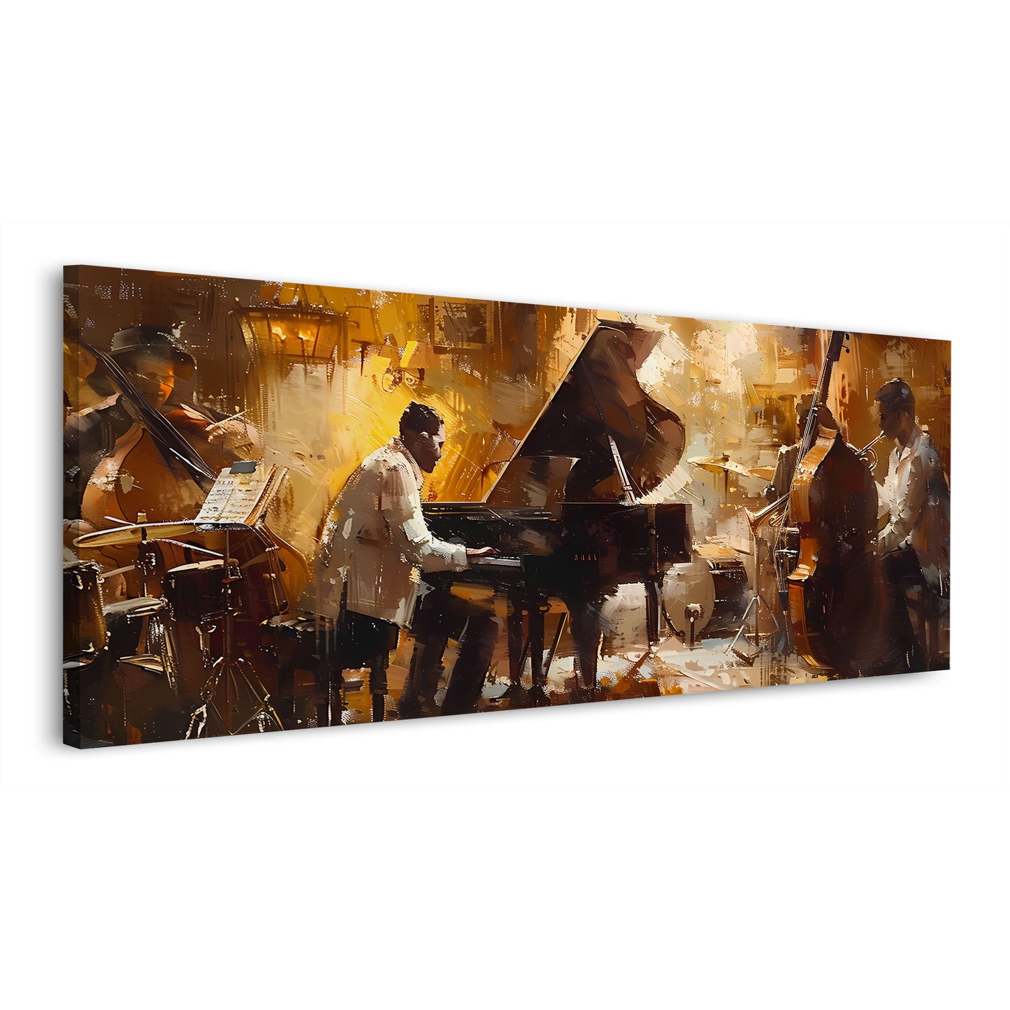 Band jazz pianoforte contrabbasso batteria arte quadro