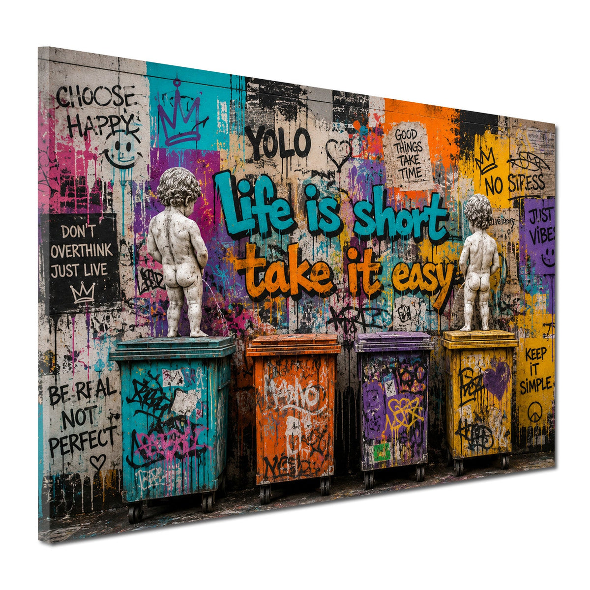 Banksy street art putti YOLO pop art quadro