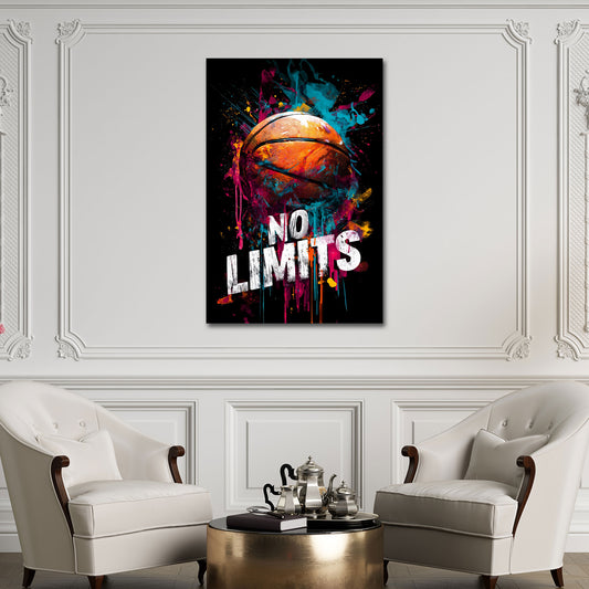 Basket con schizzi colore motivazione no limits pop art quadro