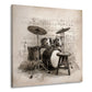 Batteria strumento musicale spartito stile vintage sgabello quadro