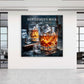 Bicchiere whisky cubetti ghiaccio sigaro eleganza quadro
