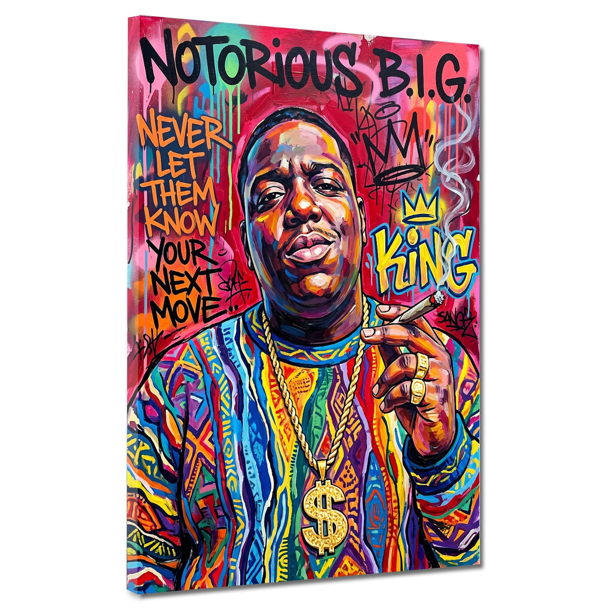 Biggie King rapper Hip Hop Pop Art Graffiti colorato quadro