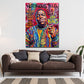 Quadro Biggie King Hip Hop colorato appeso alla parete