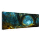 Bosco fatato con arco di alberi e luce magica panorama quadro