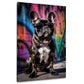 Bulldog francese con occhiali arte graffiti colorata quadro