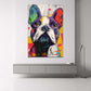 Bulldog francese in stile pop art dai colori vivaci quadro