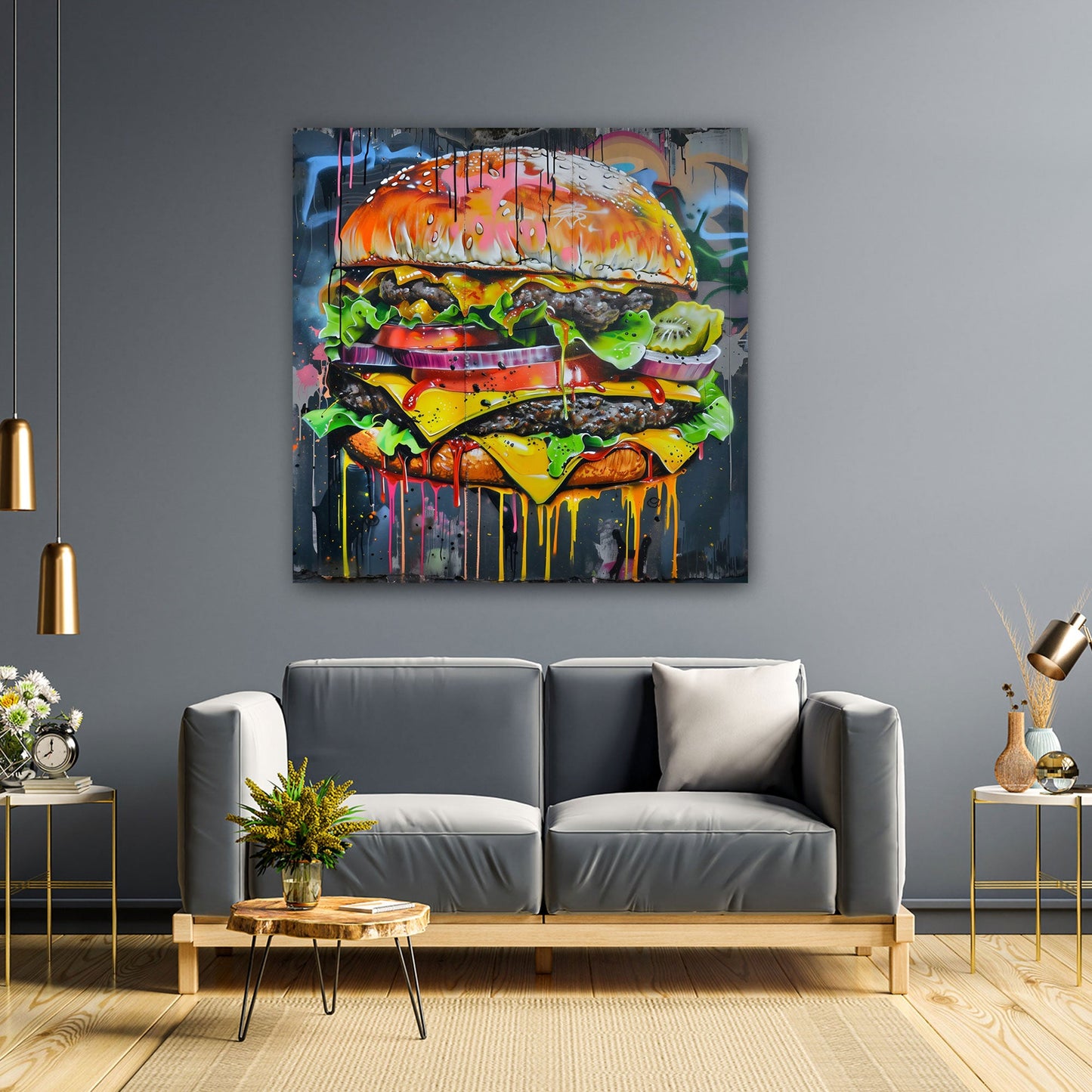 Burger graffiti Pop Art con effetto visivo unico quadro