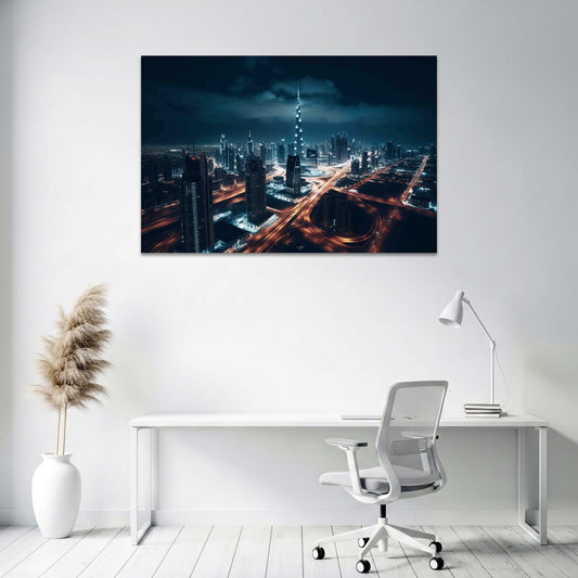 Burj Khalifa Dubai le luci notturne dello skyline quadro