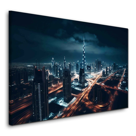 Burj Khalifa Dubai le luci notturne dello skyline quadro