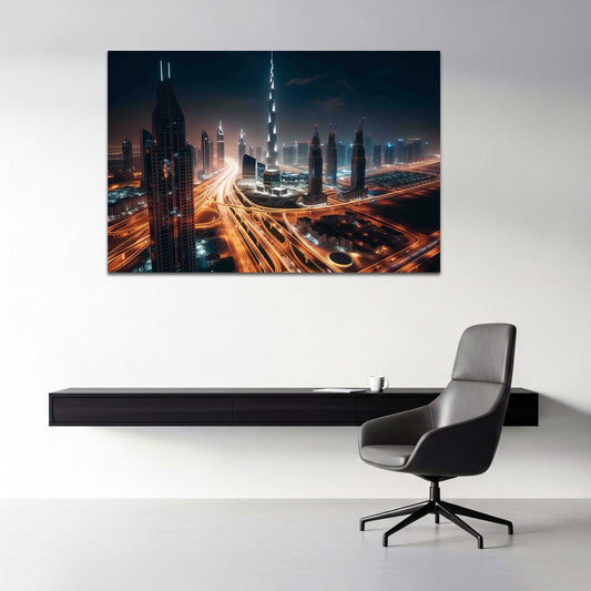 Burj Khalifa skyline di Dubai luci della città di notte quadro