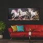 Cavalli bianchi panorama colorato dai toni caldi quadro