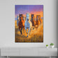 Cavalli corsa libertà natura selvaggia tramonto quadro