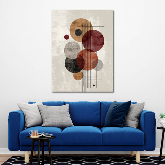 Cerchi astratti geometria linee colori caldi quadro