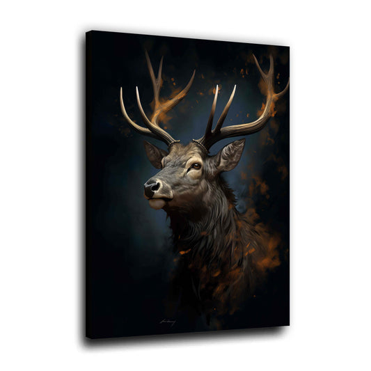 Cervo maestoso arte naturale sfondo scuro quadro