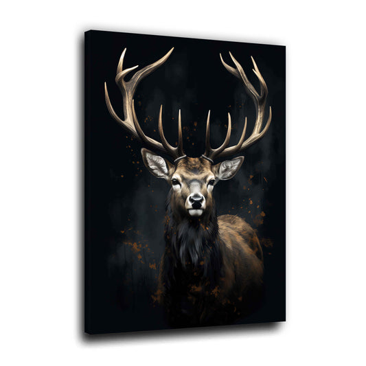 Cervo potente arte animale sfondo scuro quadro