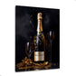 Champagne bottiglia lusso oro eleganza notte quadro