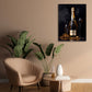 Champagne bottiglia lusso oro eleganza notte quadro