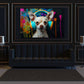 Chihuahua con cuffie colorato con colori intensi quadro