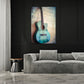 Chitarra turchese con spartito stile acquerello quadro