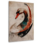 Cigno astratto con linee curve in arancio e nero moderno quadro