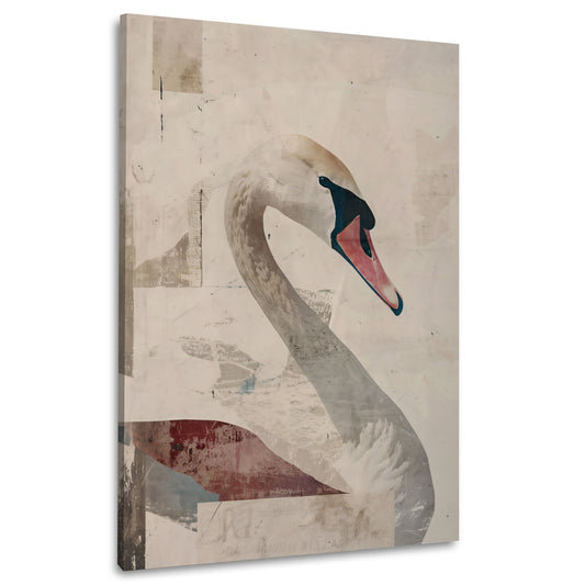 Cigno bianco su sfondo beige vintage moderno quadro
