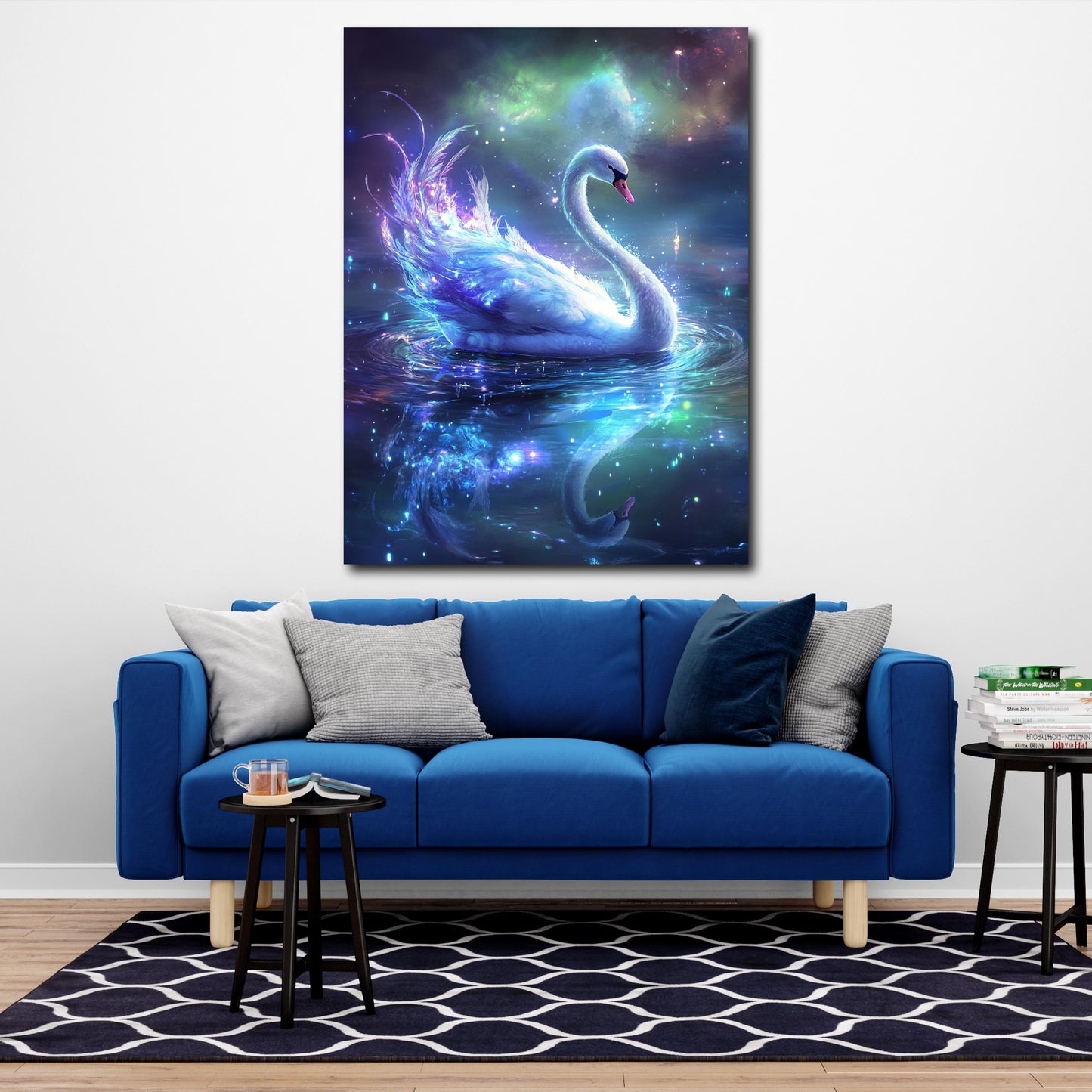 Cigno magico galassia riflesso notturno quadro