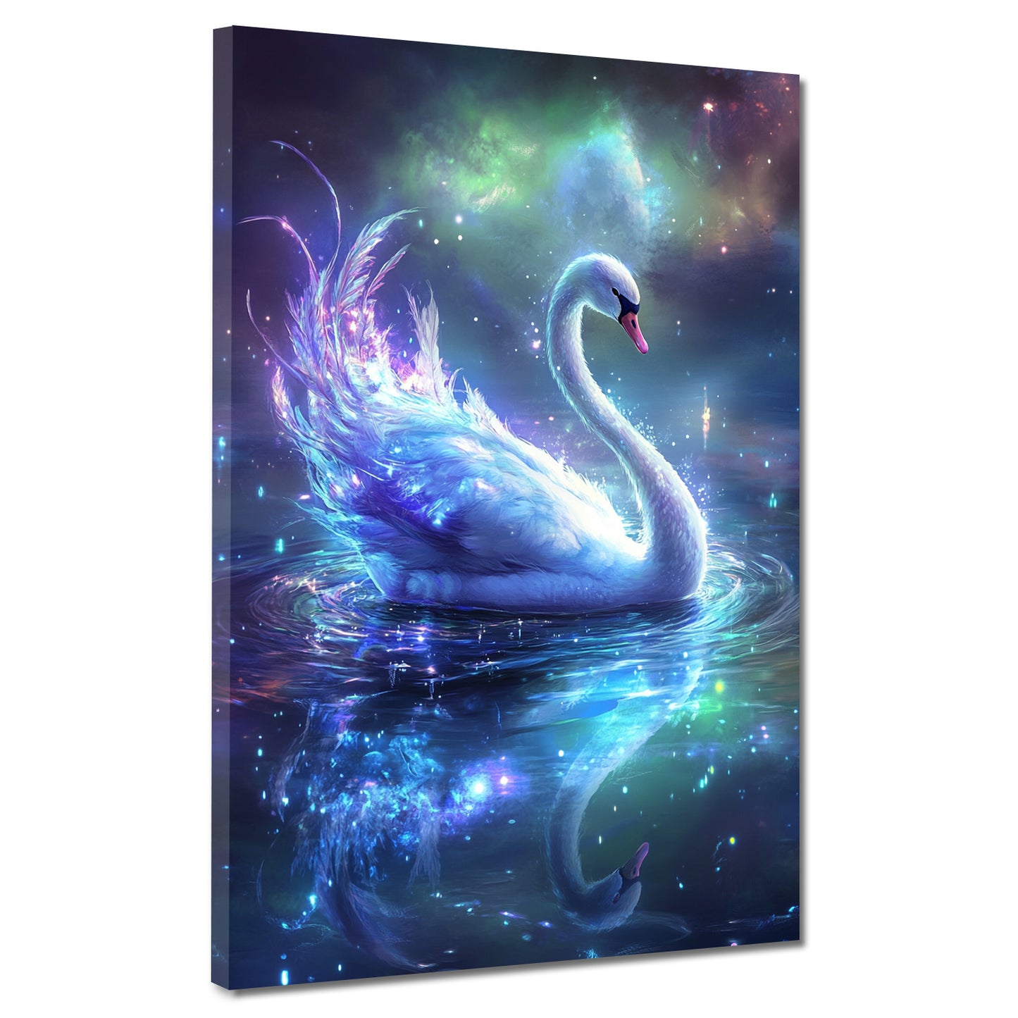 Cigno magico galassia riflesso notturno quadro