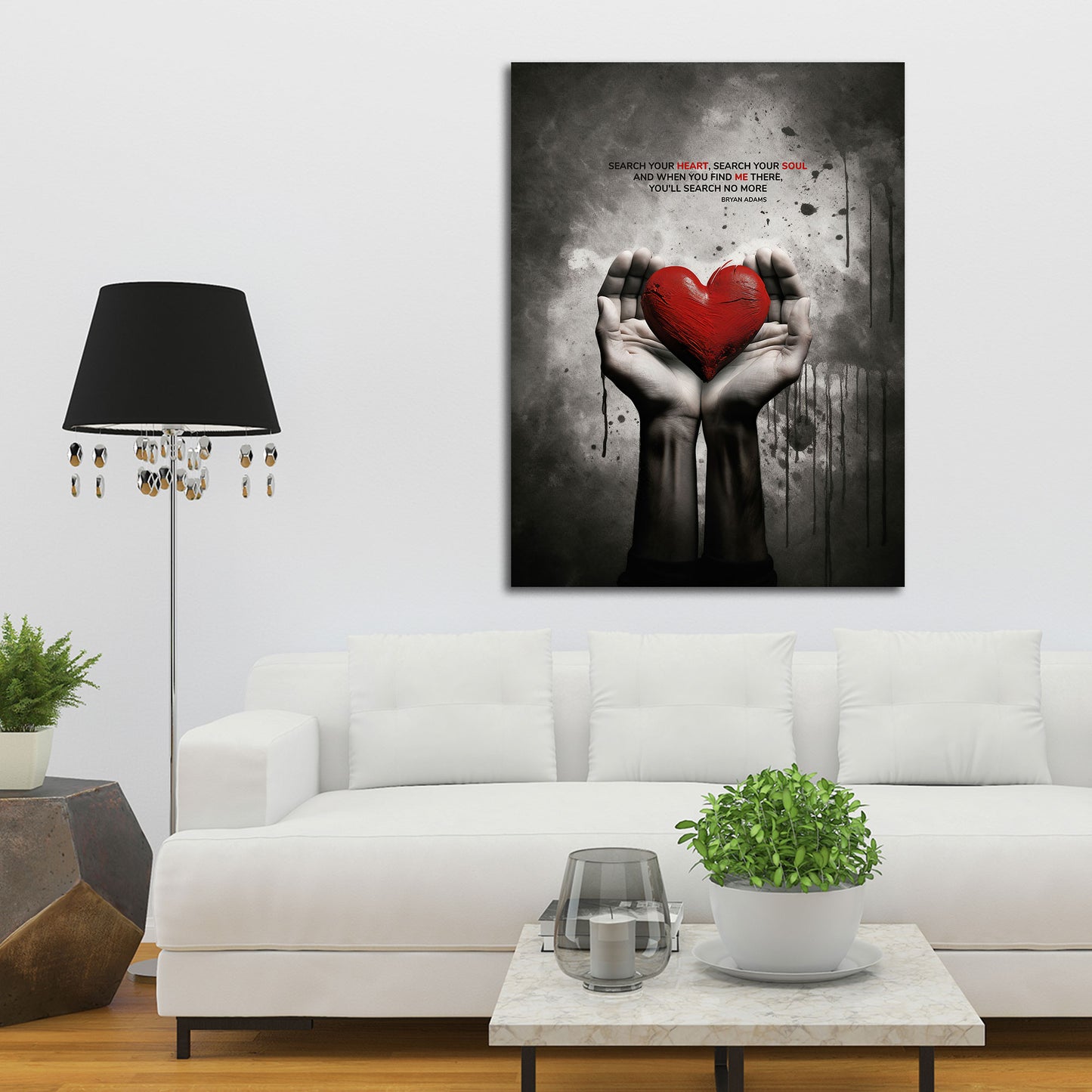 Citazione mani con cuore stile abstract amore motivazione quadro