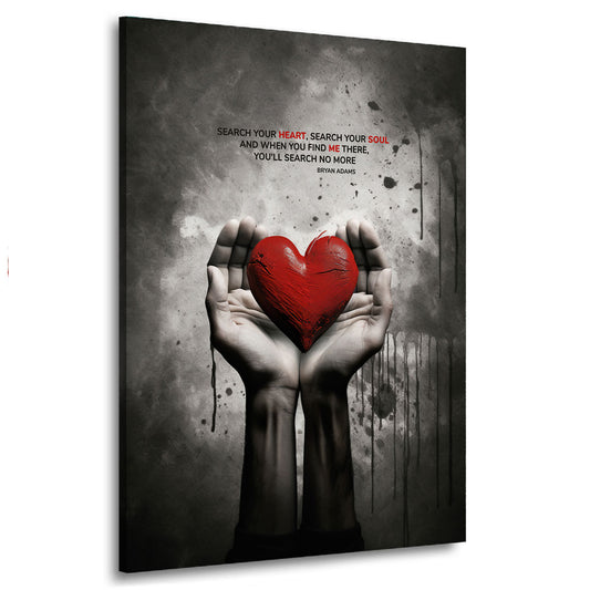 Citazione mani con cuore stile abstract amore motivazione quadro