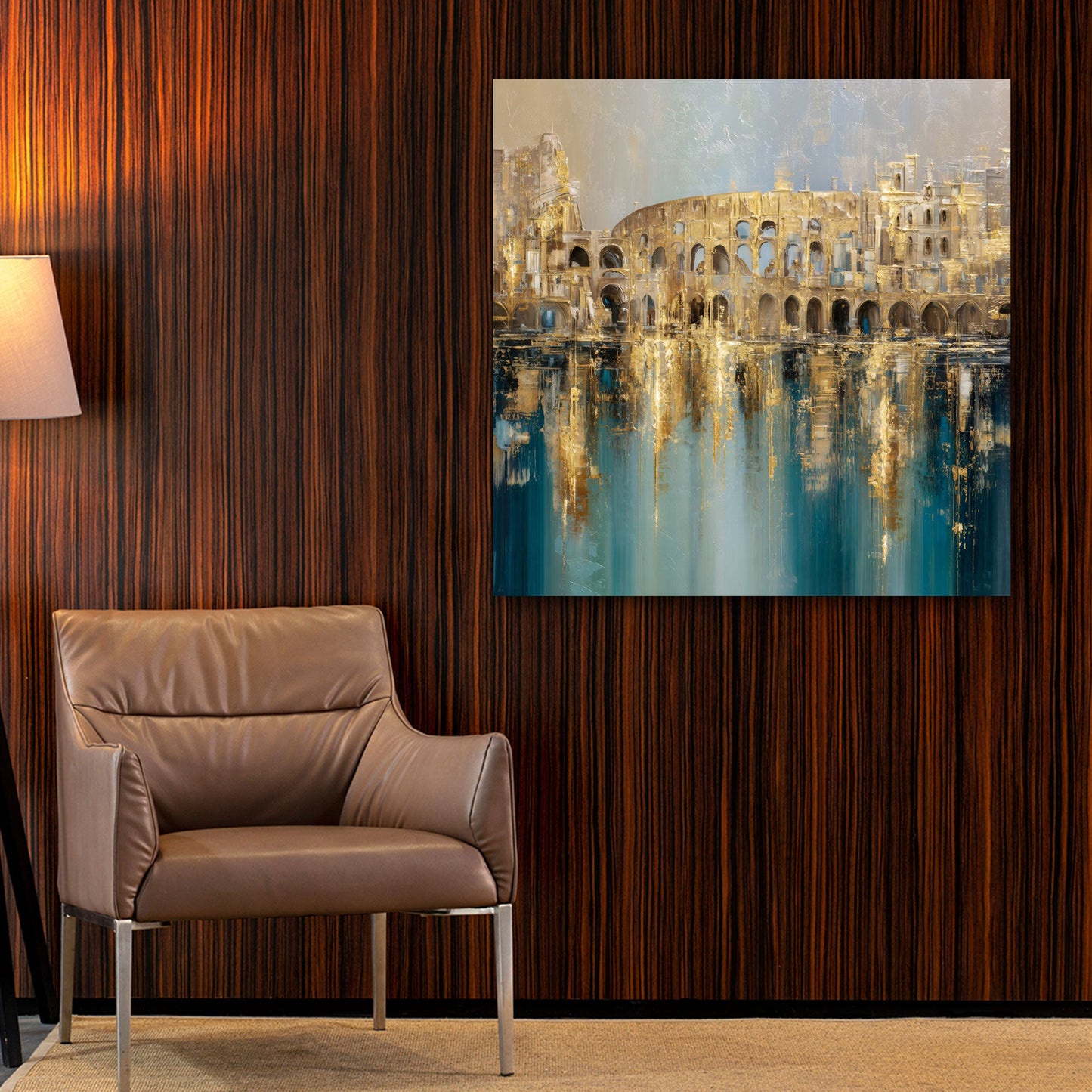 Città orientale oro astratta di elegante fattura quadro