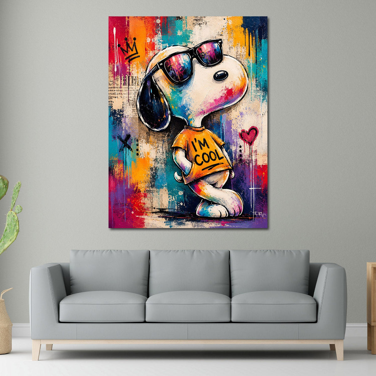 Beagle comic pop art quadro in soggiorno