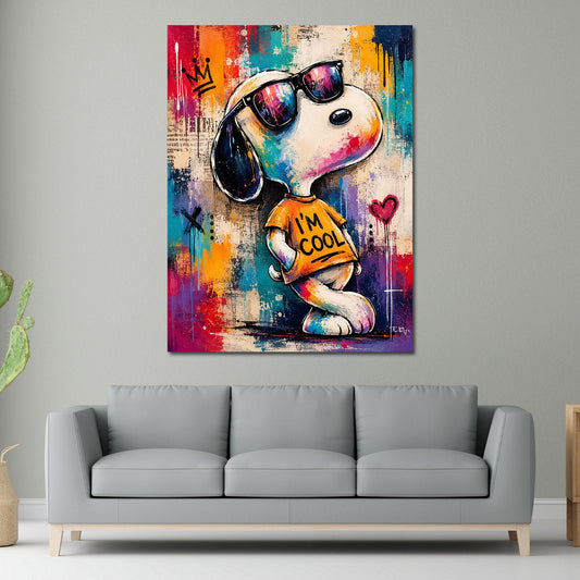 Beagle comic pop art quadro in soggiorno