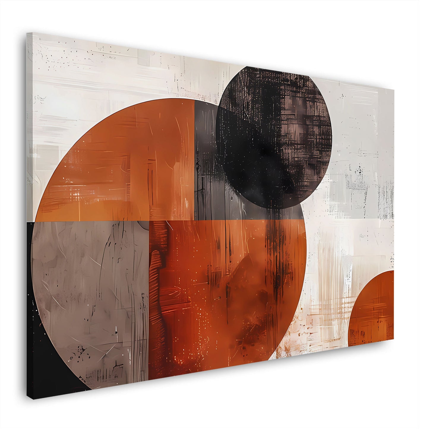 Composizione geometrica cerchi astratti colori caldi quadro