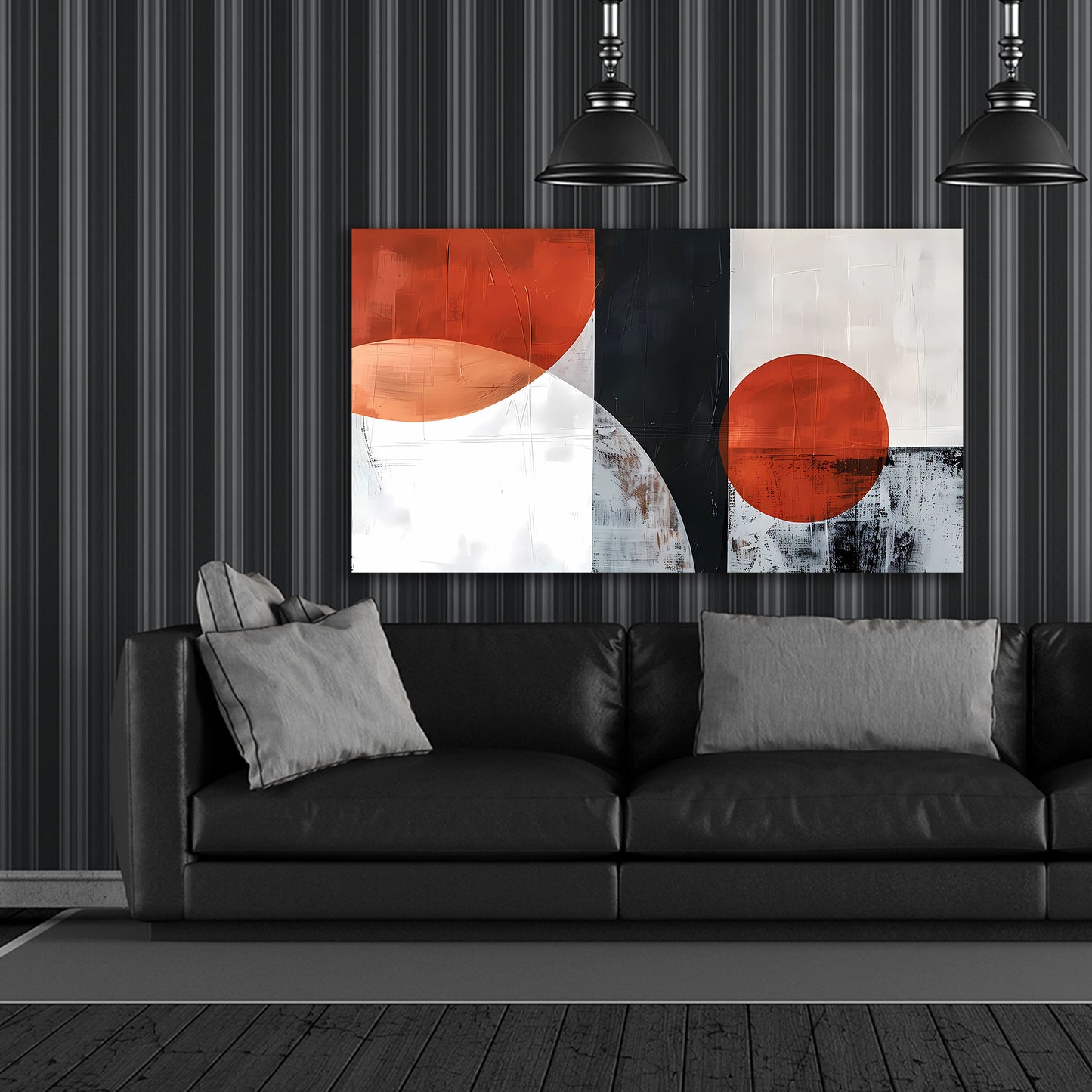 Composizione moderna cerchi astratti colori contrastanti quadro