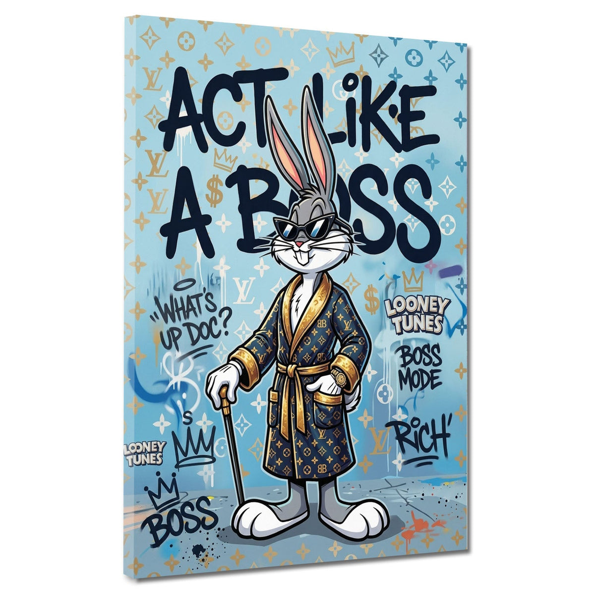 Coniglio comic in vestaglia Act Like a Boss Pop Art quadro