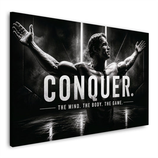Conquer motivazione fitness bianco e nero quadro