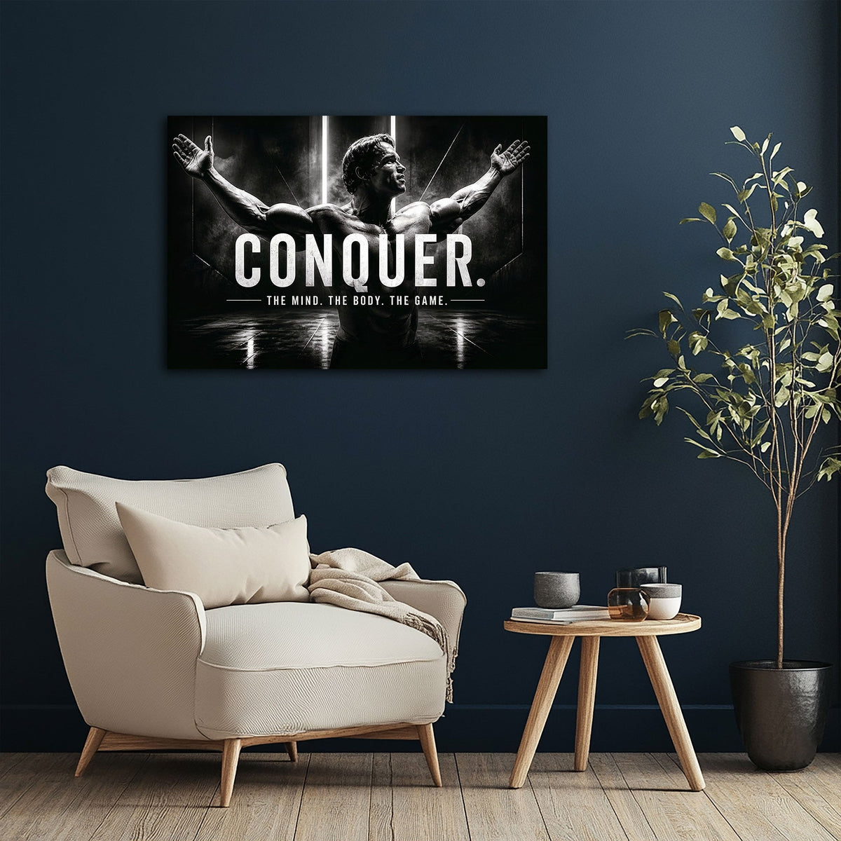 Conquer motivazione quadro in soggiorno